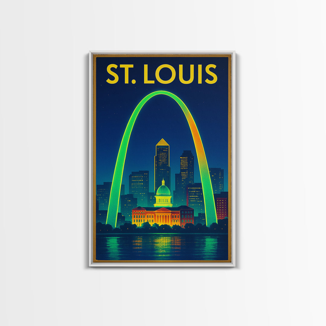 St Louis Travel Poster, Canvas Print, Electric Night Poster Art, St Louis City Art, Retro Travel Print, Travel Wall Art, Fine Art Print