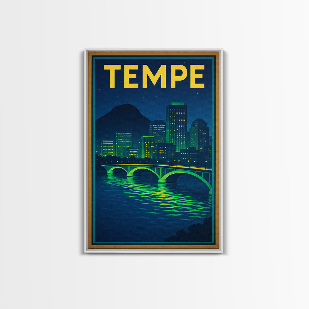 Tempe Travel Poster, Canvas Print, Cyberpunk Style City Art, Tempe Poster Print, City Travel Prints, Mid Century Wall Art, Travel Wall Art