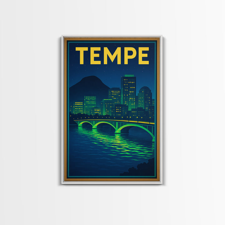 Tempe Travel Poster, Canvas Print, Cyberpunk Style City Art, Tempe Poster Print, City Travel Prints, Mid Century Wall Art, Travel Wall Art