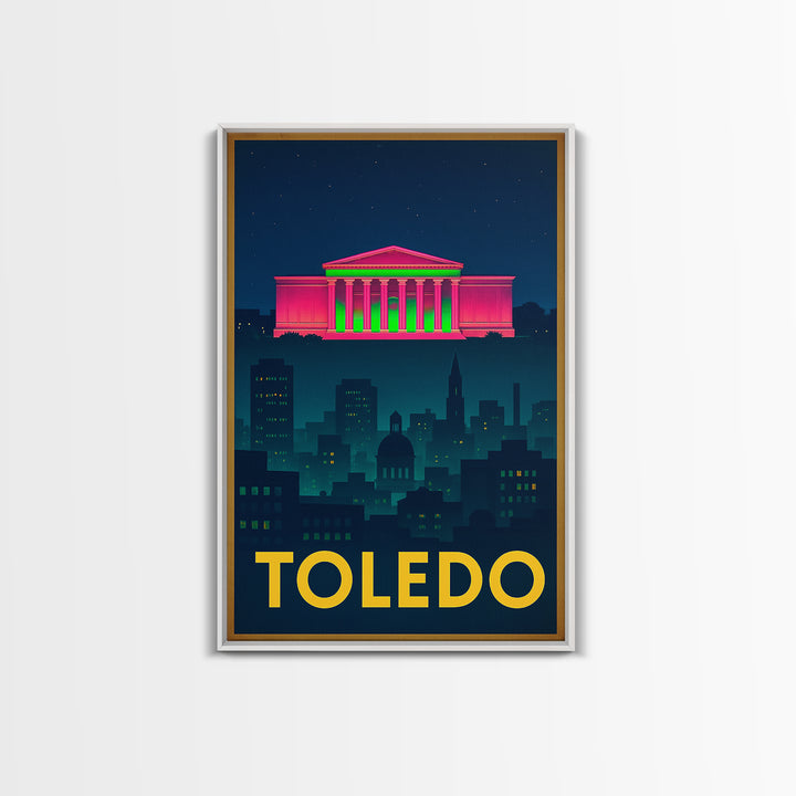 Toledo Ohio Travel Poster, Canvas Print, Cyberpunk Style City Art, Toledo Poster Print, Wanderlust Decor, Retro Travel Print, Wall Decor