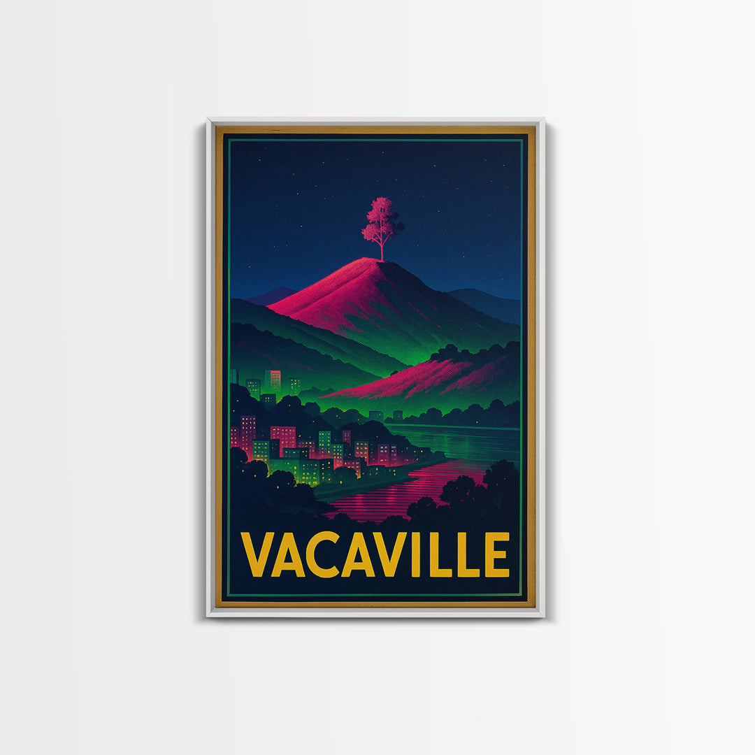 Vacaville California Travel Poster, Canvas Print, Cyberpunk Style City Art, Vacaville City Art, Travel Poster Art, Watercolor Skyline Art