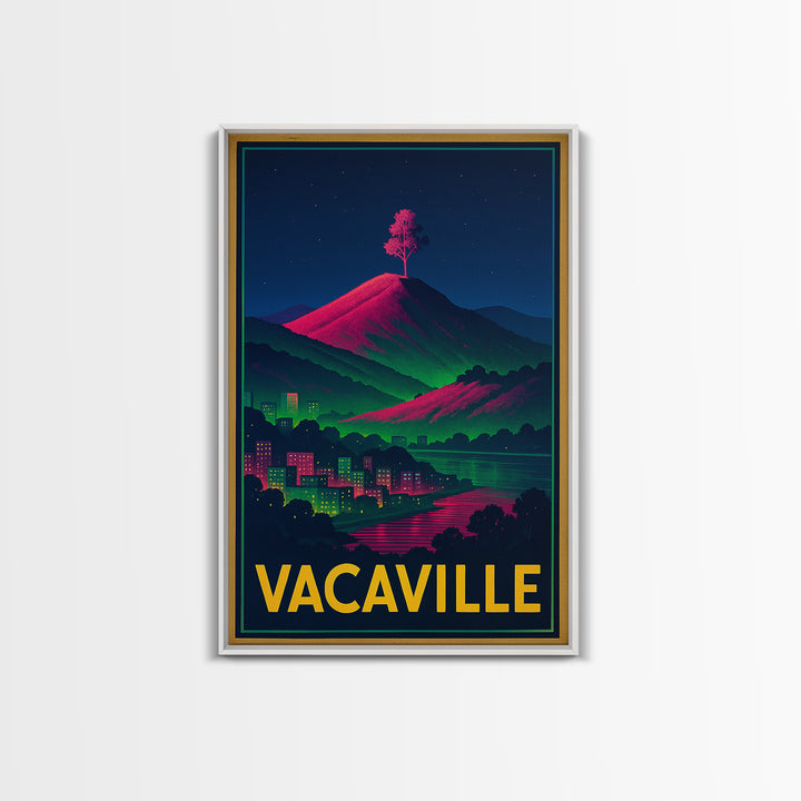 Vacaville California Travel Poster, Canvas Print, Cyberpunk Style City Art, Vacaville City Art, Travel Poster Art, Watercolor Skyline Art