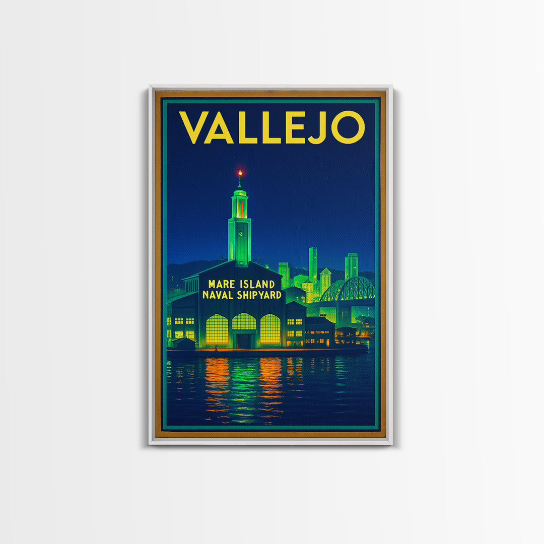Vallejo Travel Poster, Canvas Print, Cyberpunk Style City Art, Vallejo City Art, Retro Travel Print, Gift For Travelers, Travel Wall Decor