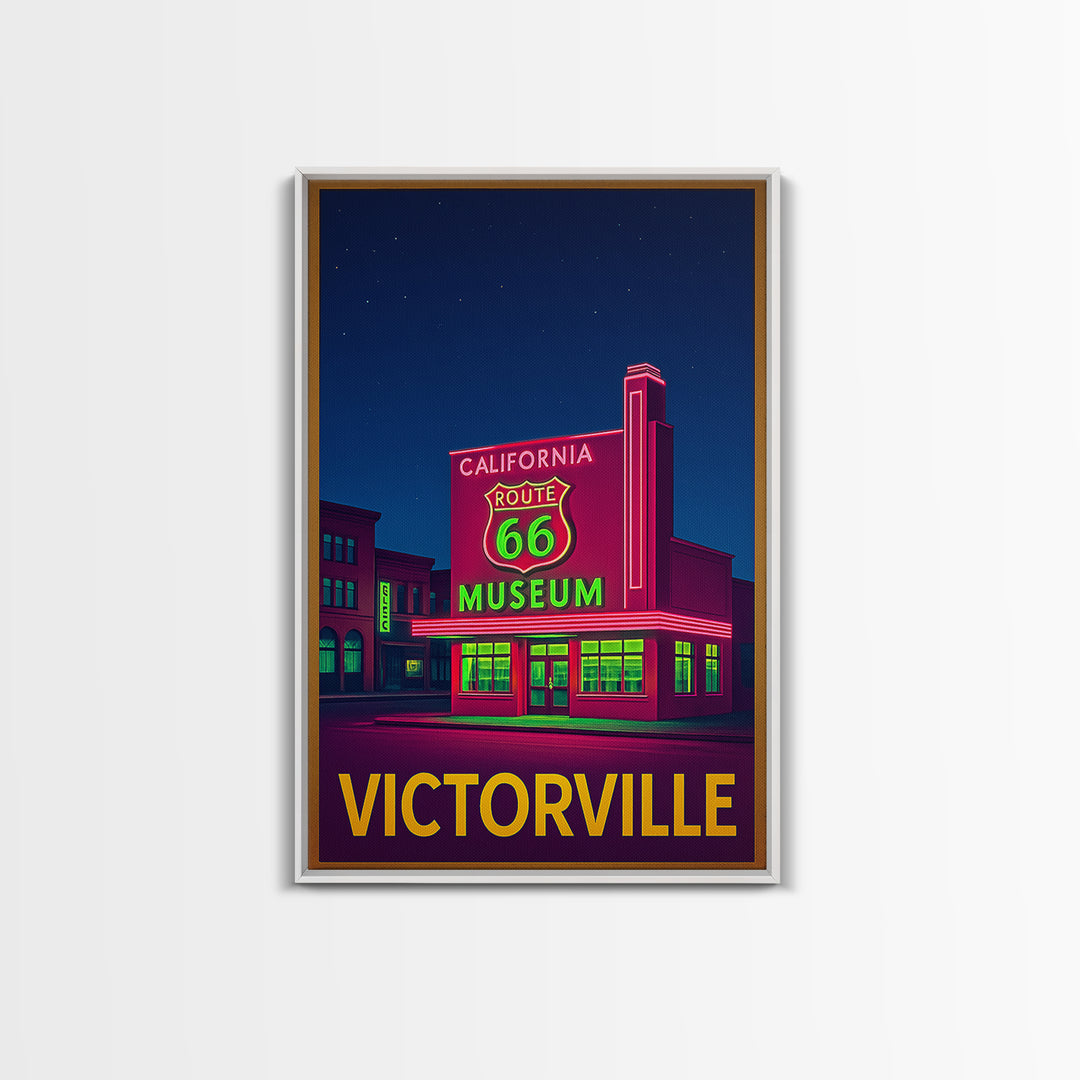 Victorville California Travel Poster, Canvas Print, Retro Neon Travel Art, Victorville City Art, Fine Art Print, Wall Decor, Travel Art