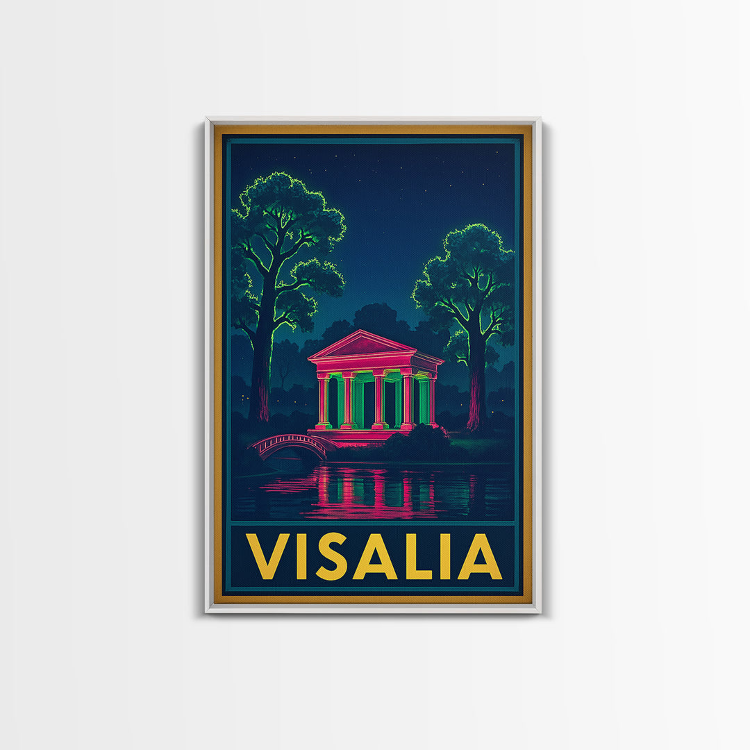 Visalia California Travel Poster, Canvas Print, Cyberpunk Style City Art, Visalia Wall Art, Home Office Decor, Travel Art Print, Wall Art