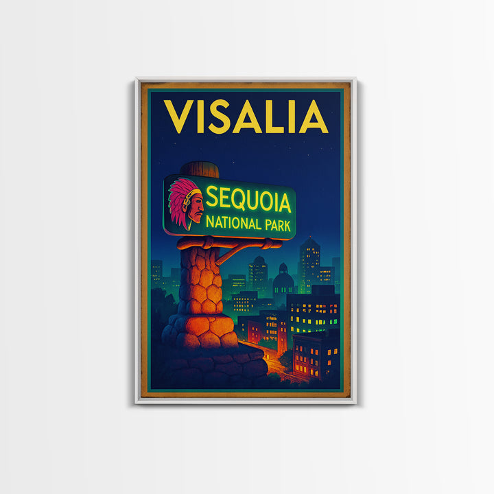 Visalia Travel Poster, Canvas Print, Cyberpunk Style City Art, Visalia Wall Art, City Travel Prints, Home Office Decor, City Art Print