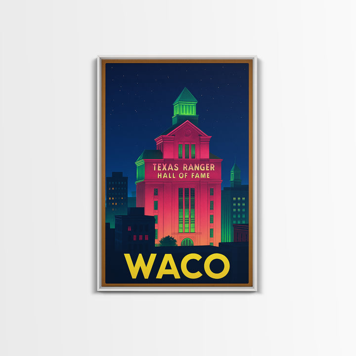 Waco Texas Travel Poster, Canvas Print, Cyberpunk Style City Art, Waco Travel Art, Travel Wall Art, City Art Print, Home Office Decor
