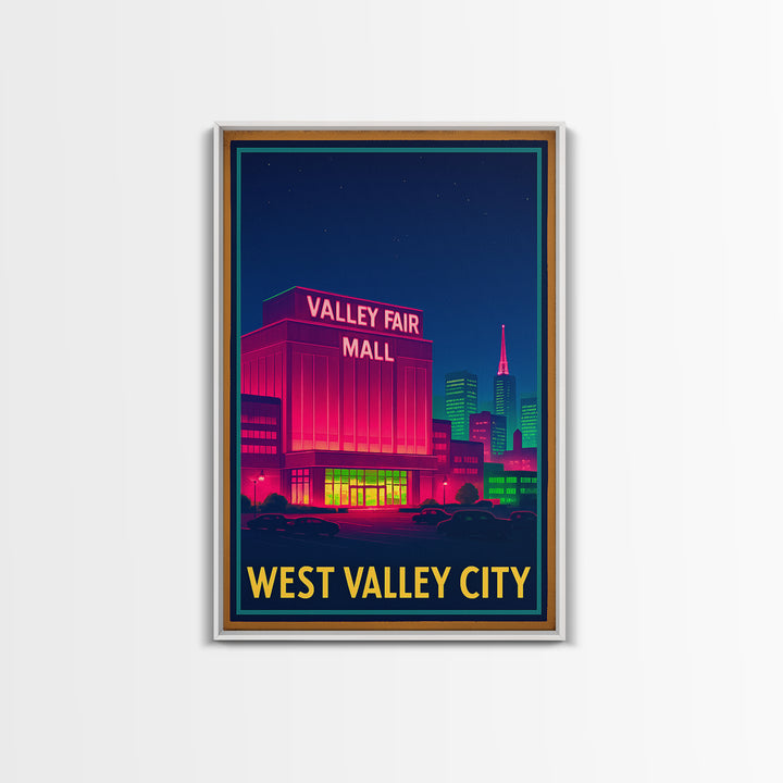 West Valley City Utah Travel Poster, Canvas Print, Cyberpunk Style City Art, West Valley City Poster Print, Poster Art, Travel Wall Art