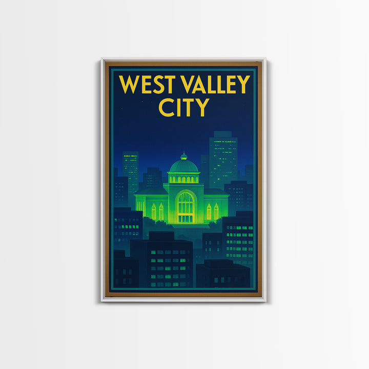 West Valley City Travel Poster, Canvas Print, Cyberpunk Style City Art, West Valley City City Art, Travel Poster Set, Eclectic Wall Decor