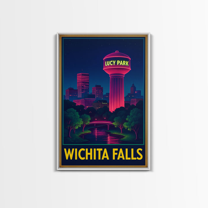 Wichita Falls Texas Travel Poster, Canvas Print, Electric Night Poster Art, Wichita Falls Wall Art, Travel Art Print, Wanderlust Decor