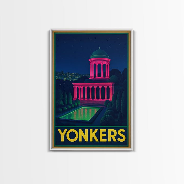 Yonkers New York Travel Poster, Canvas Print, Neon Skyline Art Wall Art, Yonkers City Art, Poster Art, Fine Art Print, Vintage Travel Art