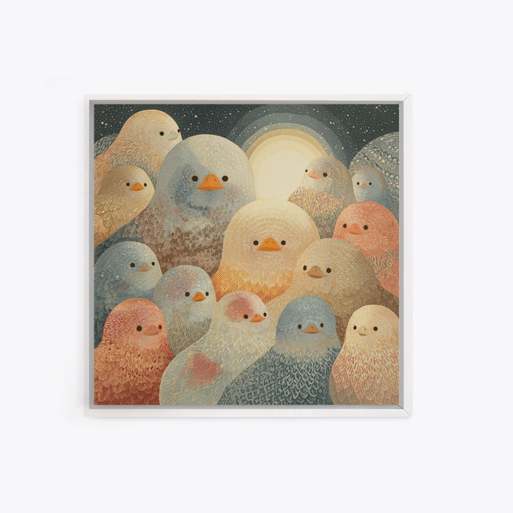 Ducklings Following a Mother Duck Canvas Print, Nursery Art, Playroom Wall Decor, Nursery Decor, Nursery, Modern Decor, NUR-1x1-14