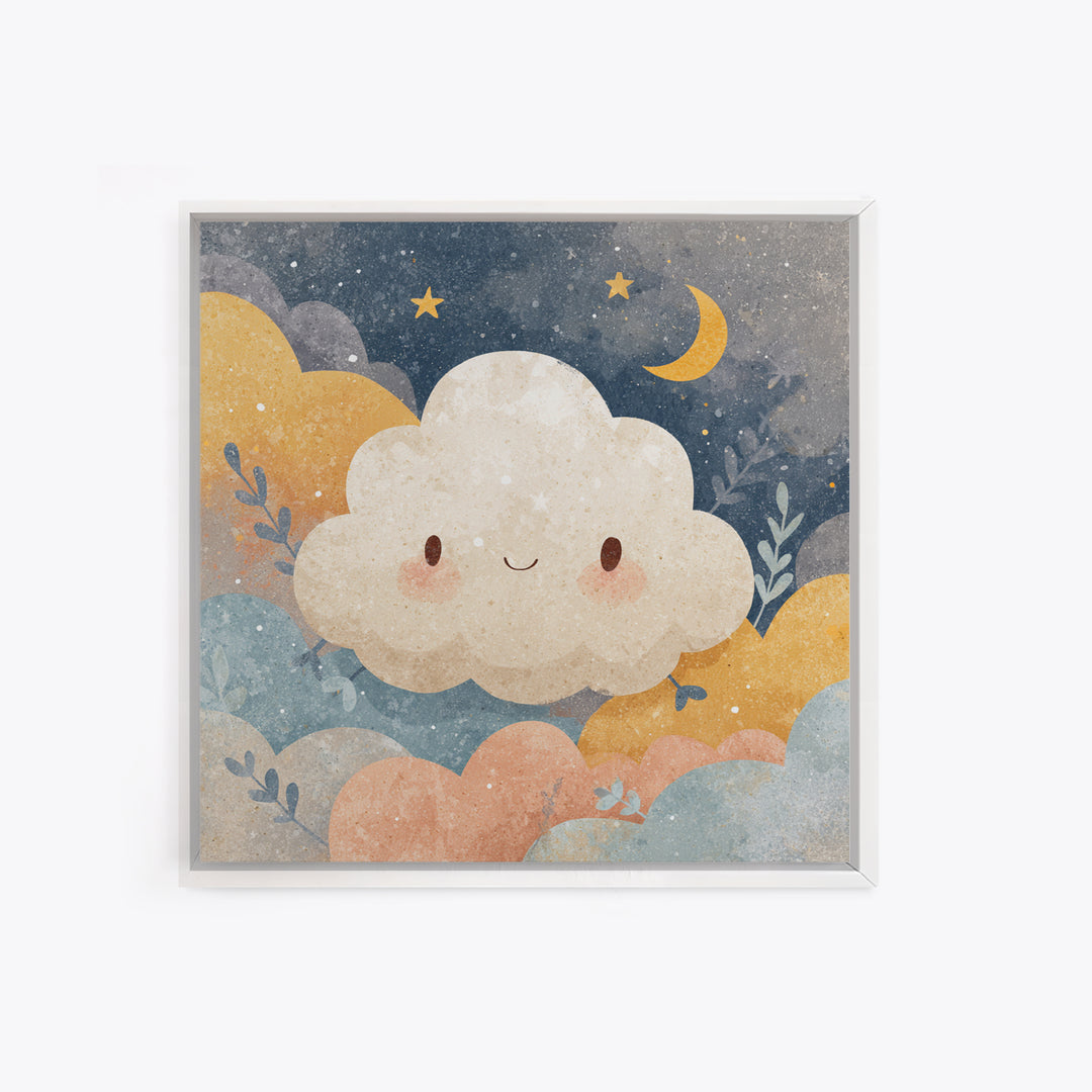 Moon and Stars Framed Canvas Print, Nursery Art, Girl Nursery Decor, Nursery Decor, Fine Art, Nursery, Kids Room Art, NUR-1x1-27