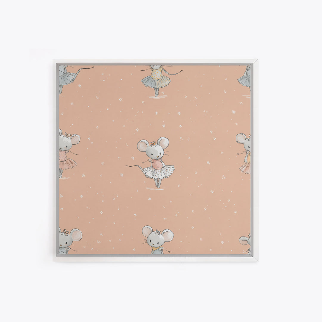Ballet Mouse in Storybook Style Framed Canvas Print, Nursery Art, Nursery Wall Decor, Nursery Decor, Fine Art, Nursery, NUR-1x1-44