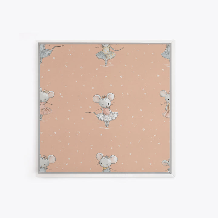 Ballet Mouse in Storybook Style Framed Canvas Print, Nursery Art, Nursery Wall Decor, Nursery Decor, Fine Art, Nursery, NUR-1x1-44