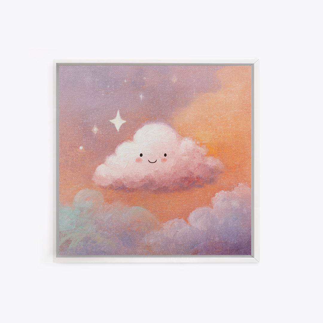Moon and Stars Framed Canvas Print, Nursery Art, Dinosaur Wall Art, Nursery Decor, Oil Painting, Nursery, Room Decor, NUR-1x1-51