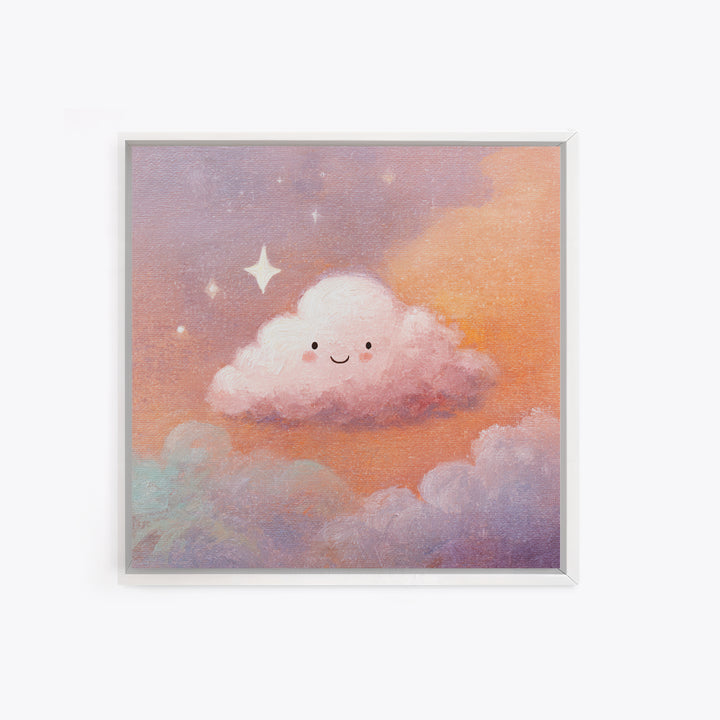 Moon and Stars Framed Canvas Print, Nursery Art, Dinosaur Wall Art, Nursery Decor, Oil Painting, Nursery, Room Decor, NUR-1x1-51