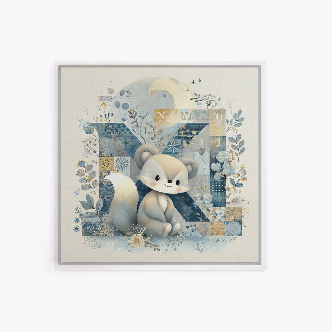 Animal Alphabet Scene Without Readable Letters Framed Canvas Print, Nursery Art, Fine Art Print, Nursery Decor, Nursery, NUR-1x1-83