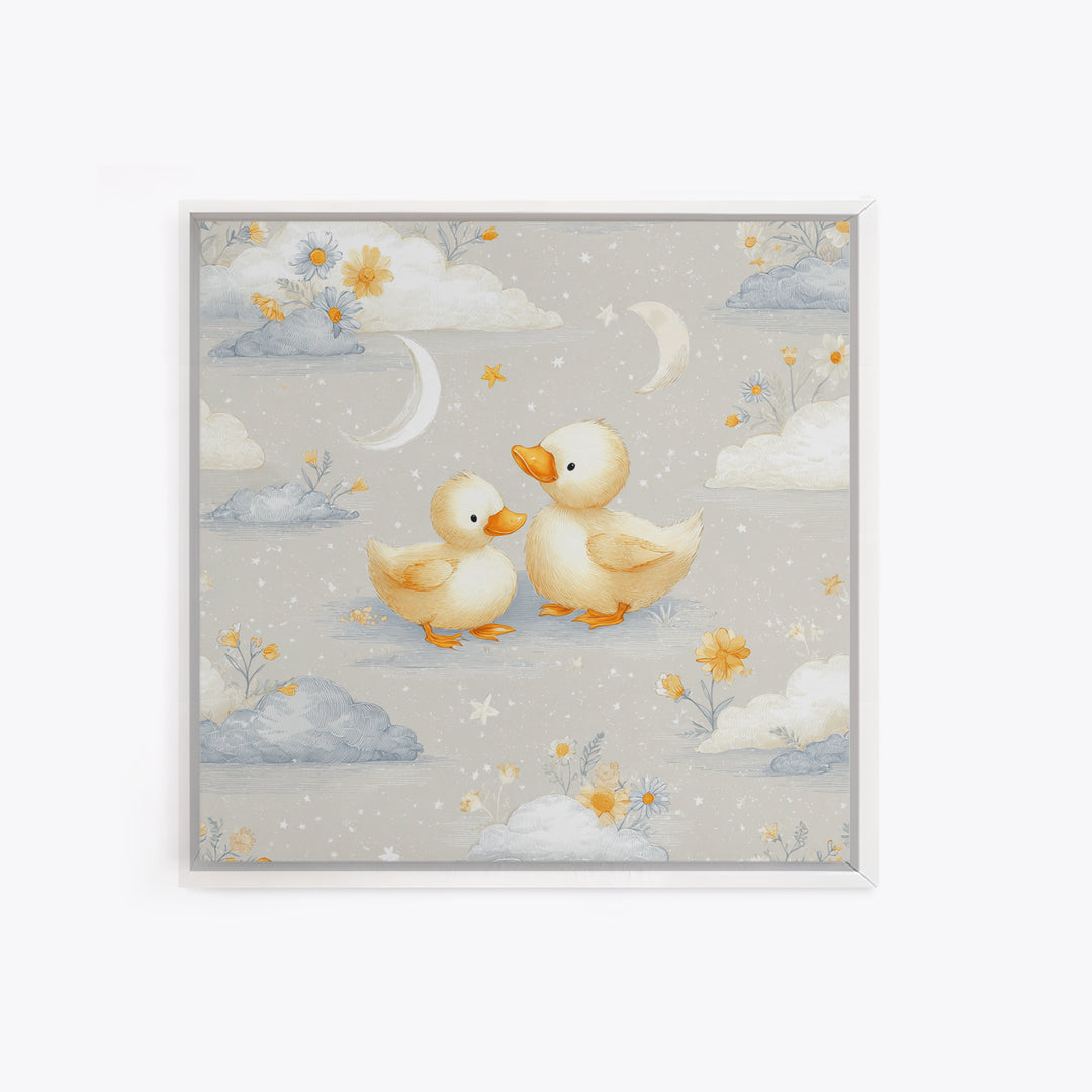 Ducklings Following a Mother Duck Canvas Print, Nursery Art, Neutral Decor, Nursery Decor, Fine Art, Nursery, Wall Decor, NUR-1x1-86