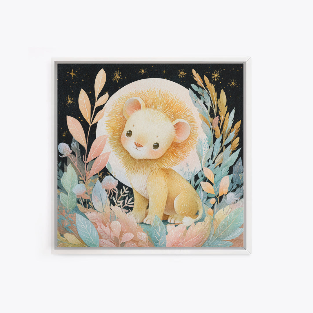 Lion Cub with Soft Golden Mane Canvas Print, Nursery Art, Woodland Nursery Art, Nursery Decor, Fine Art, Nursery, NUR-1x1-9