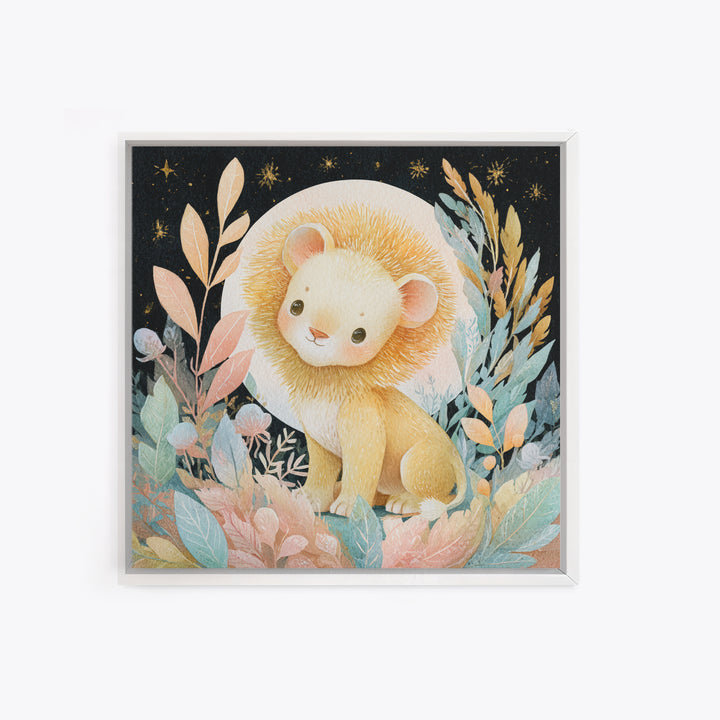 Lion Cub with Soft Golden Mane Canvas Print, Nursery Art, Woodland Nursery Art, Nursery Decor, Fine Art, Nursery, NUR-1x1-9