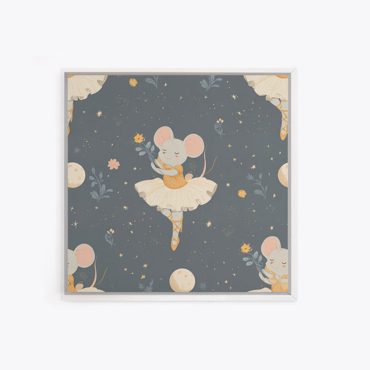 Ballet Mouse in Storybook Style Canvas Print, Nursery Art, Kids Room Art, Nursery Decor, Fine Art, Nursery, Textured Painting, NUR-1x1-92
