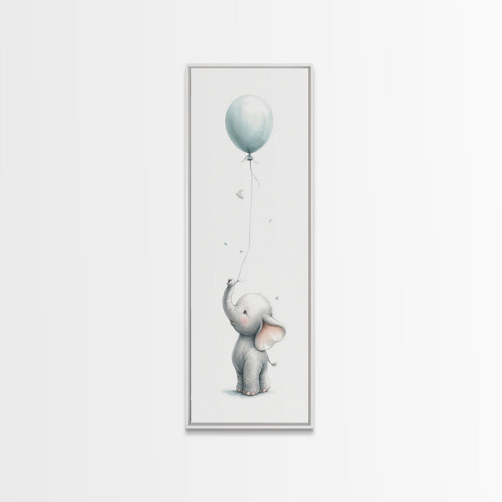 Sleepy Baby Elephant Holding a Tiny Balloon Canvas Print, Nursery Art, Fine Art Print, Nursery Decor, Fine Art, Nursery, NUR-1x3-13