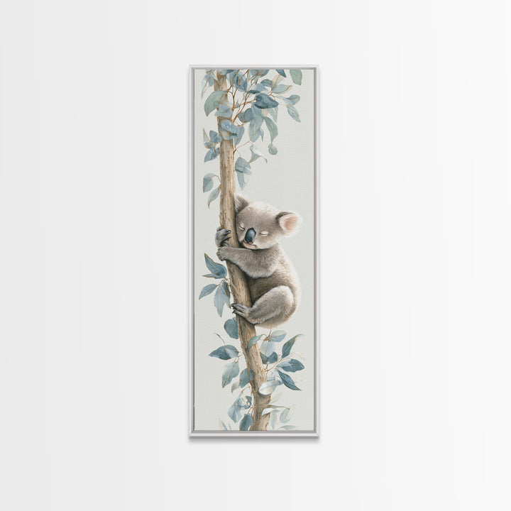 Sleeping Koala on Eucalyptus Branch Canvas Print, Nursery Art, Digital Art, Nursery Decor, Watercolor Art, Nursery, NUR-1x3-25