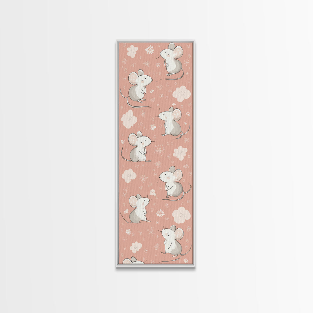 Ballet Mouse in Storybook Style Canvas Print, Nursery Art, Textured Painting, Nursery Decor, Fine Art, Nursery, Wall Art Print, NUR-1x3-32
