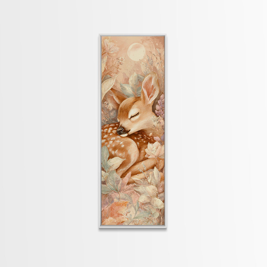 Deer Fawn Sleeping Canvas Print, Nursery Art, Wall Art, Nursery Decor, Fine Art, Nursery, Nursery Prints, Playroom Decor, NUR-1x3-35