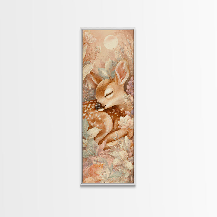 Deer Fawn Sleeping Canvas Print, Nursery Art, Wall Art, Nursery Decor, Fine Art, Nursery, Nursery Prints, Playroom Decor, NUR-1x3-35