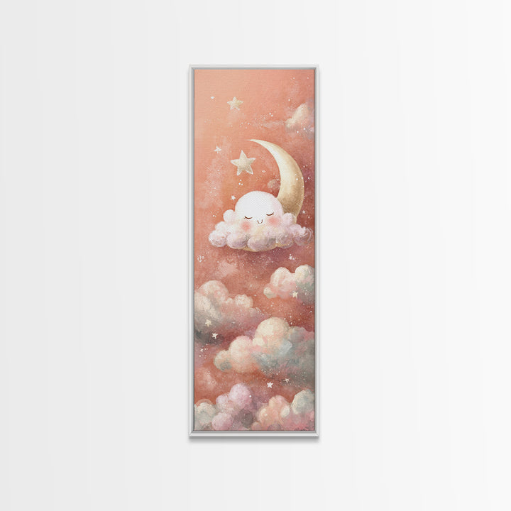 Moon and Stars Canvas Print, Nursery Art, Nursery Wall Art, Nursery Decor, Nursery, Woodland Nursery, Watercolor Print, NUR-1x3-39