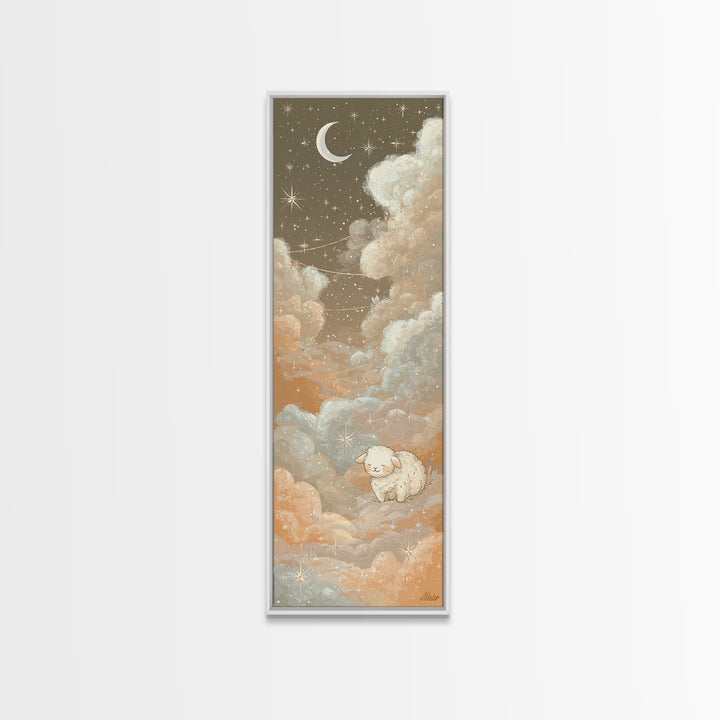 Little Lamb under a Starry Sky Canvas Print, Nursery Art, Contemporary Art, Nursery Decor, Fine Art, Nursery, Nursery Prints, NUR-1x3-7