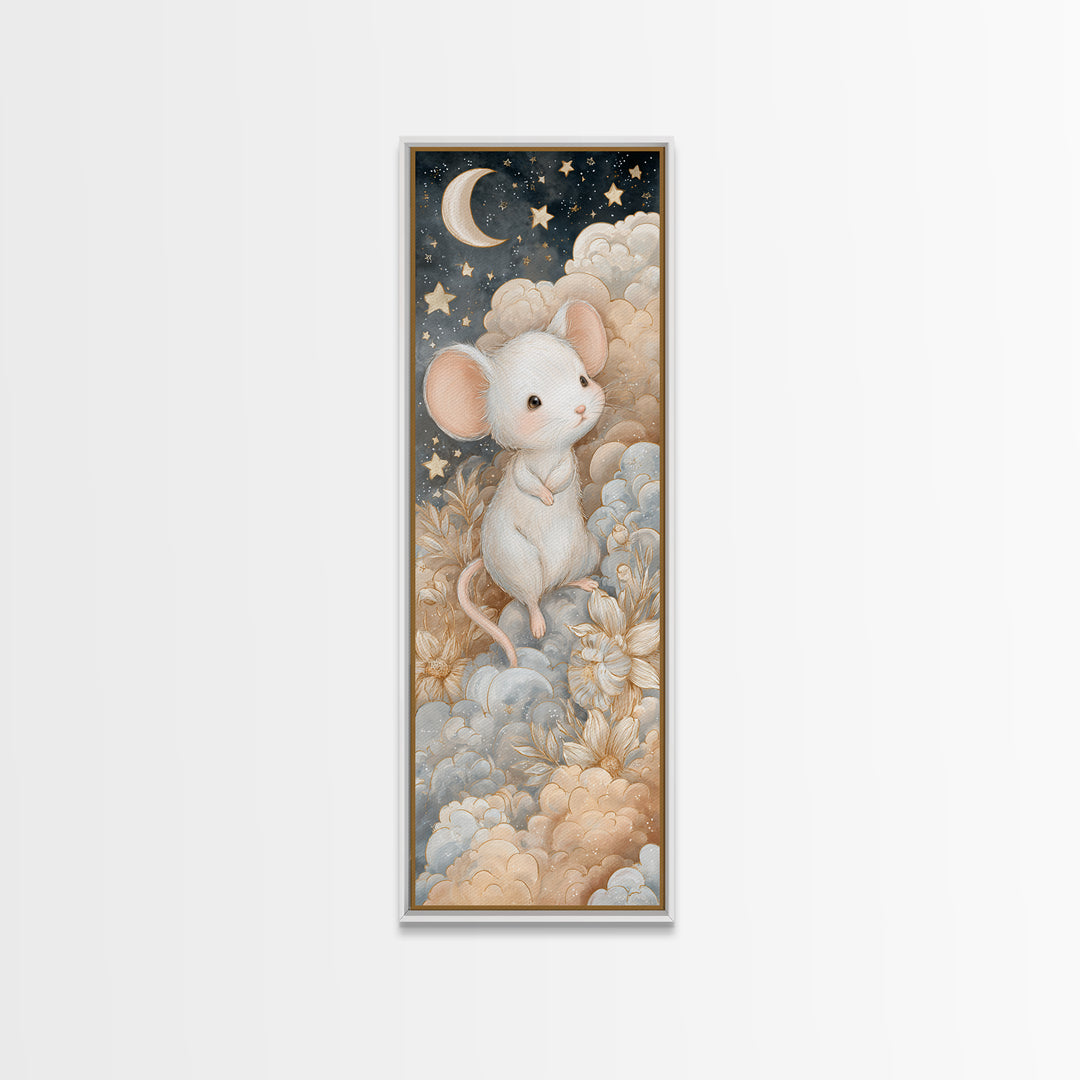 Ballet Mouse in Storybook Style Framed Canvas Print, Nursery Art, Fine Art Print, Nursery Decor, Fine Art, Nursery, Digital Art, NUR-1x3-8