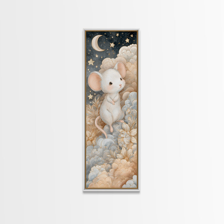 Ballet Mouse in Storybook Style Framed Canvas Print, Nursery Art, Fine Art Print, Nursery Decor, Fine Art, Nursery, Digital Art, NUR-1x3-8