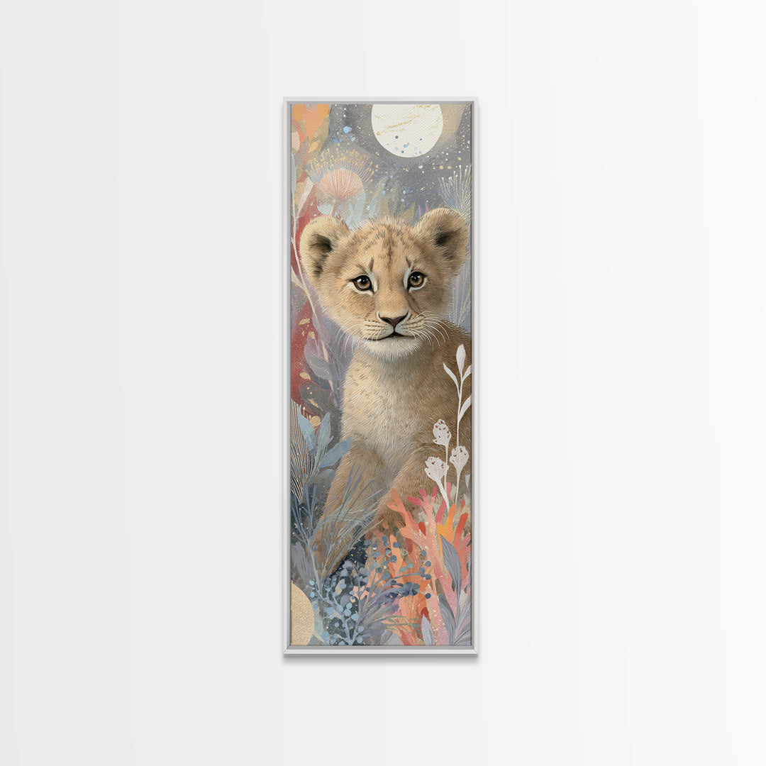 Lion Cub with Soft Golden Mane Canvas Print, Nursery Art, Minimalist Decor, Nursery Decor, Nursery, Nursery Wall Decor, NUR-1x3-93