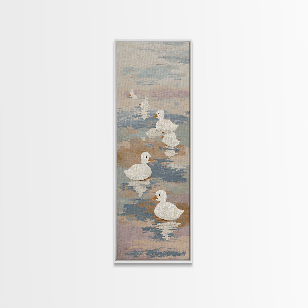 Ducklings Following a Mother Duck Canvas Print, Nursery Art, Fine Art Print, Nursery Decor, Fine Art, Nursery, Digital Art, NUR-1x3-98