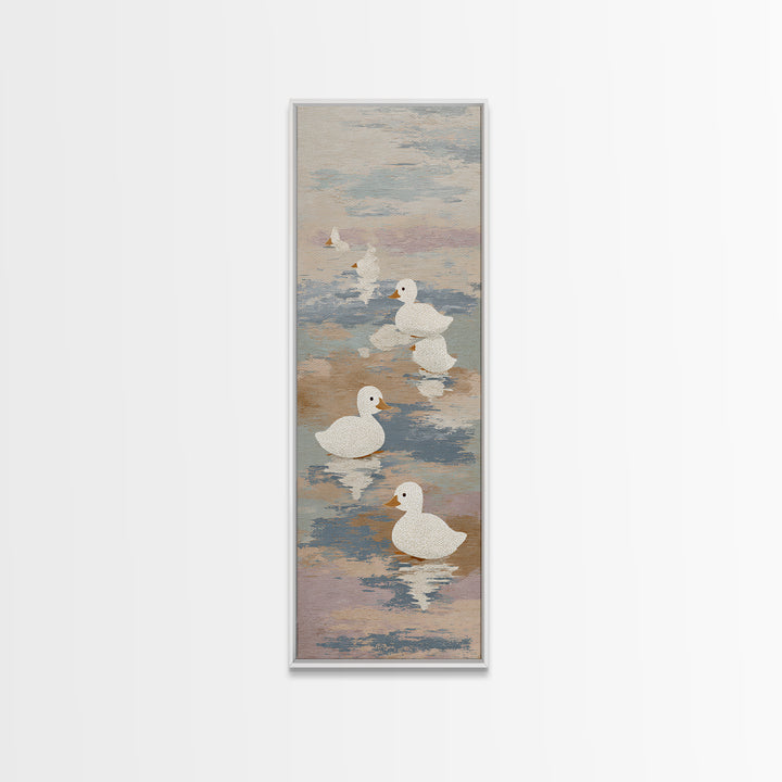 Ducklings Following a Mother Duck Canvas Print, Nursery Art, Fine Art Print, Nursery Decor, Fine Art, Nursery, Digital Art, NUR-1x3-98