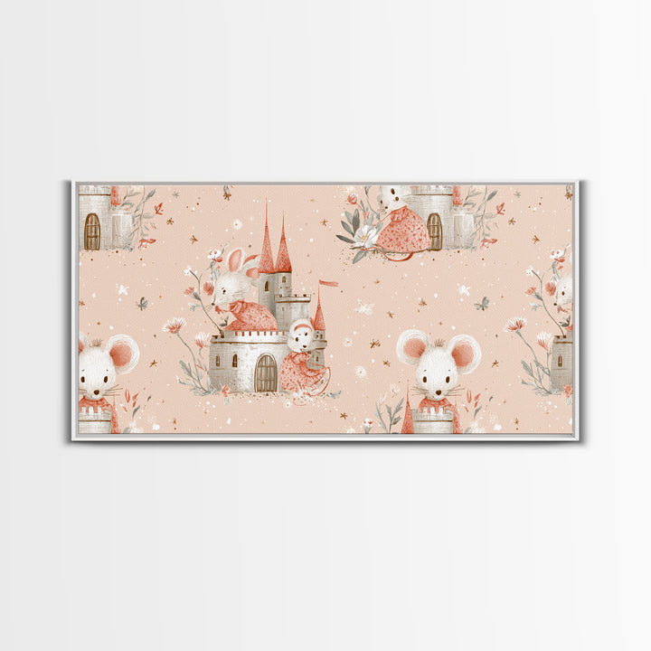 Ballet Mouse in Storybook Style Framed Canvas Print, Nursery Art, Nursery Prints, Nursery Decor, Nursery, Kids Wall Decor, NUR-2x1-88