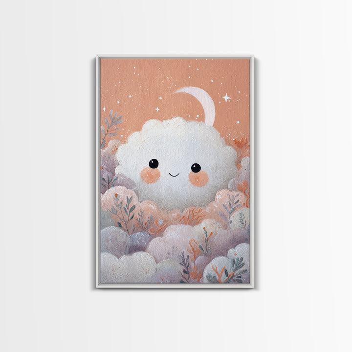 Moon and Stars Canvas Print, Nursery Art, Whimsical Wall Art, Nursery Decor, Abstract Art, Nursery, Minimalist Decor, NUR-2x3-11