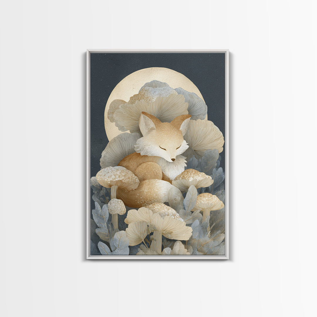 Woodland Fox Tucked Framed Canvas Print, Nursery Art, Minimalist Decor, Nursery Decor, Oil Painting, Nursery, NUR-2x3-12