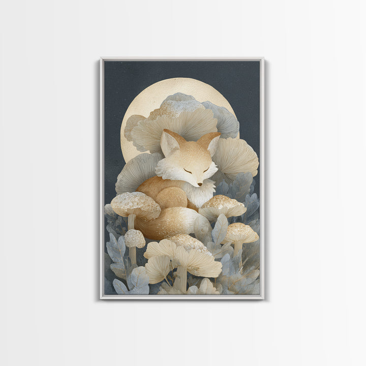Woodland Fox Tucked Framed Canvas Print, Nursery Art, Minimalist Decor, Nursery Decor, Oil Painting, Nursery, NUR-2x3-12