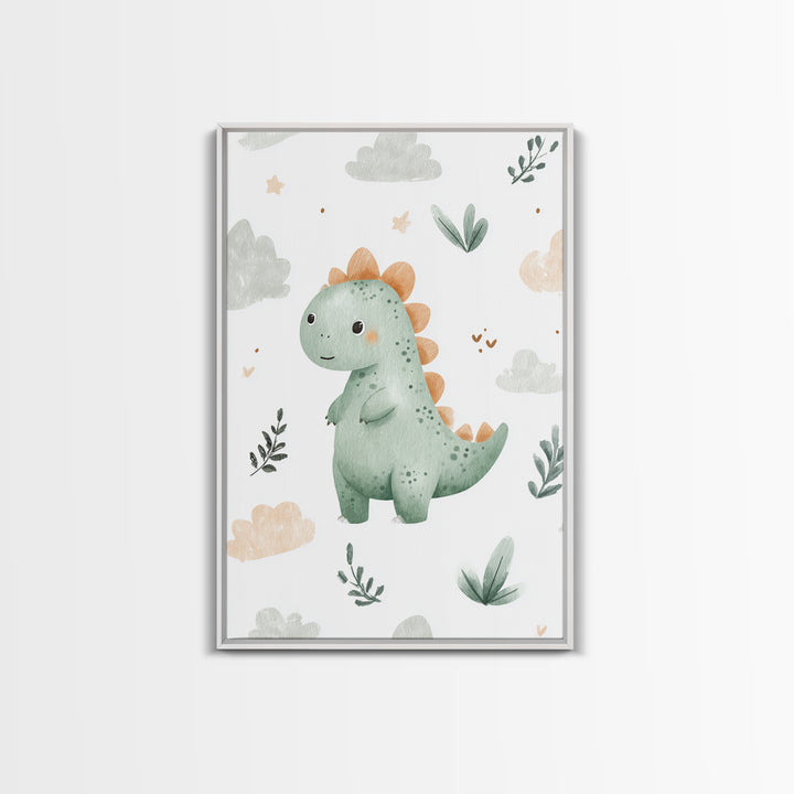 Tiny Dinosaur with Friendly Expression Canvas Print, Nursery Art, Luxury Decor, Nursery Decor, Nursery, Nursery Wall Art, NUR-2x3-23