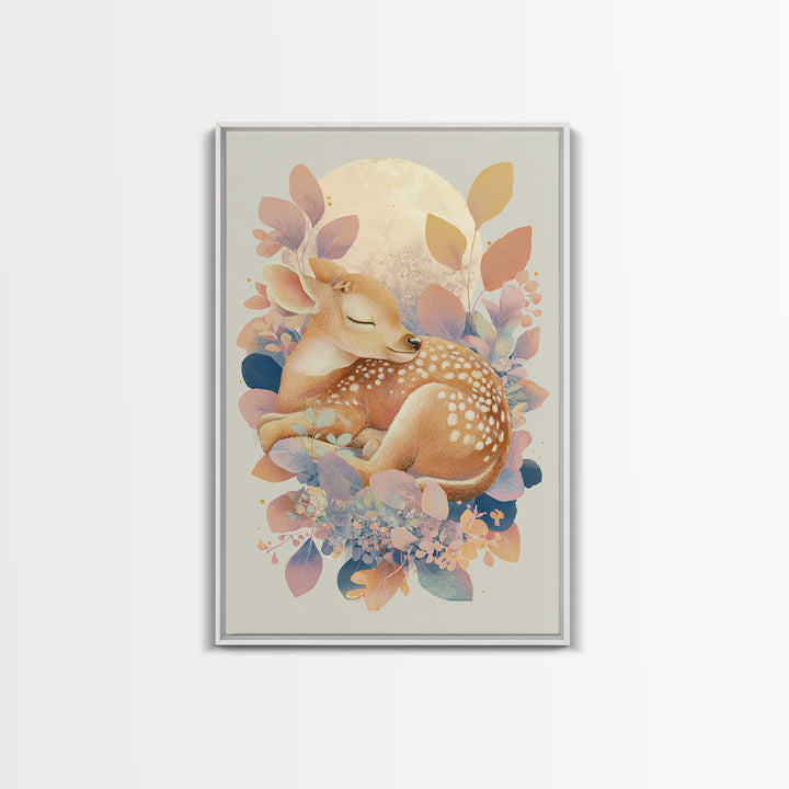Deer Fawn Sleeping Canvas Print, Nursery Art, Fine Art Print, Nursery Decor, Fine Art, Nursery, Digital Art, Printable Wall Art, NUR-2x3-31