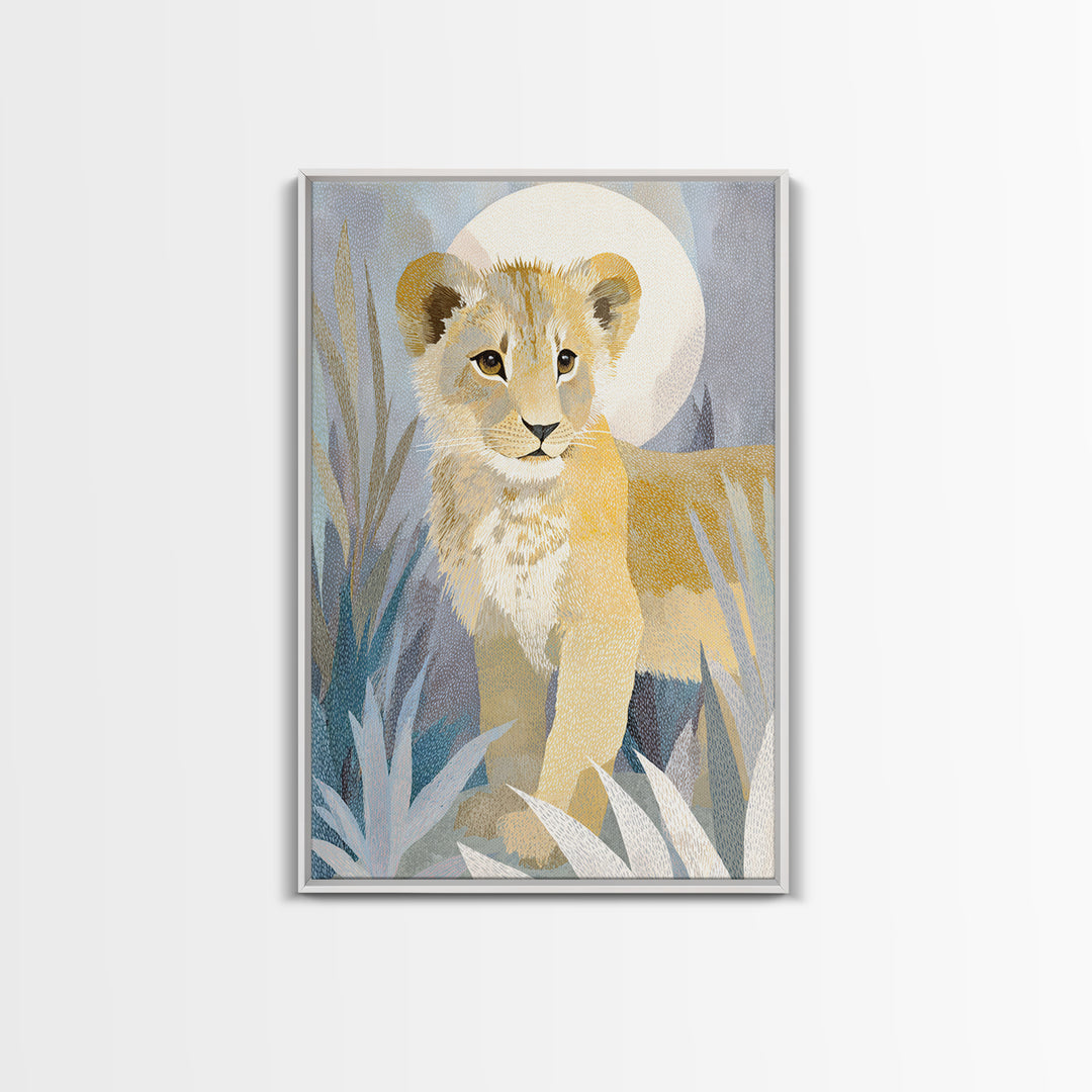 Lion Cub with Soft Golden Mane Canvas Print, Nursery Art, Wall Art Print, Nursery Decor, Fine Art, Nursery, Baby Girl Nursery, NUR-2x3-65