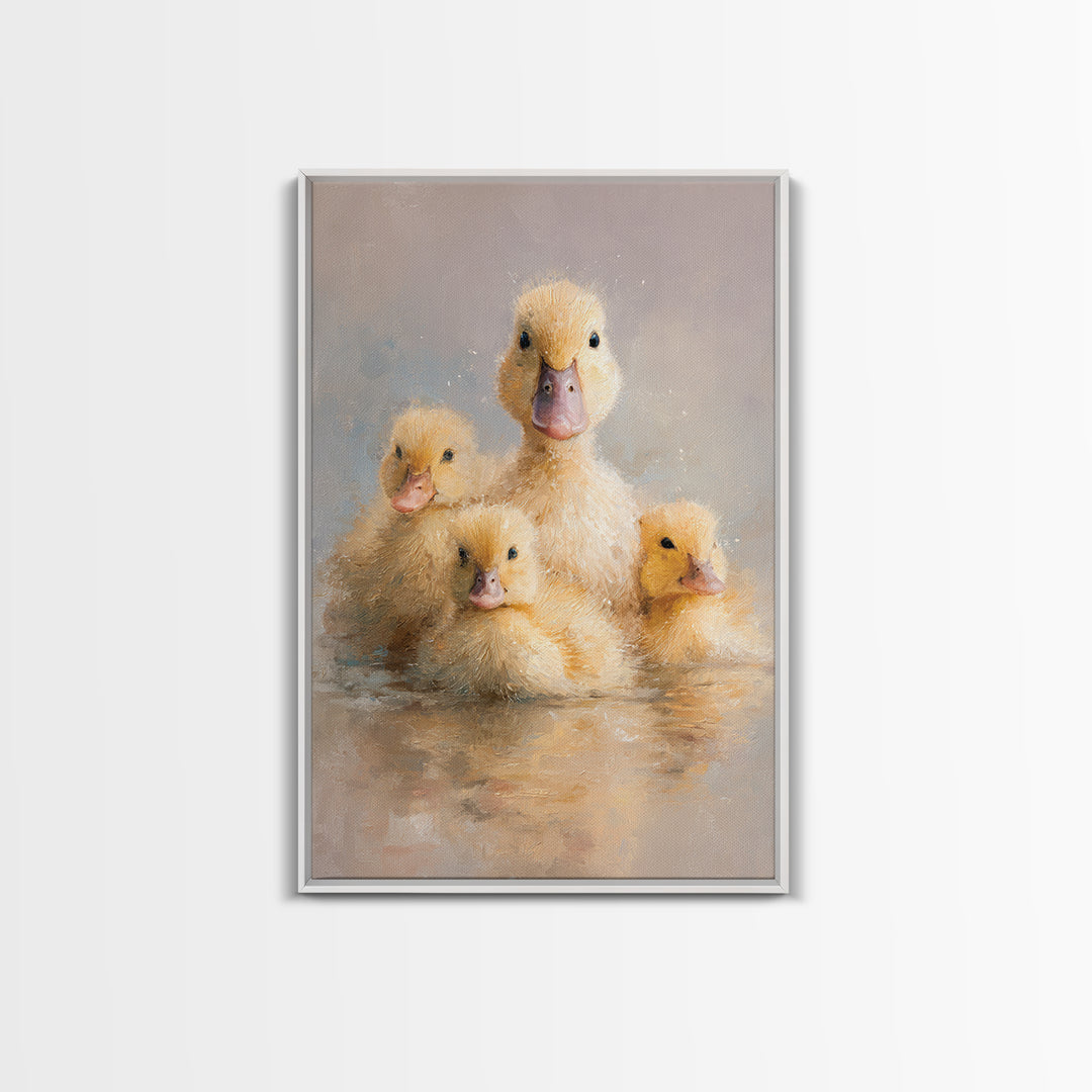 Ducklings Following a Mother Duck Canvas Print, Nursery Art, Art Print, Nursery Decor, Fine Art, Nursery 470, Wall Art Set of, NUR-2x3-70
