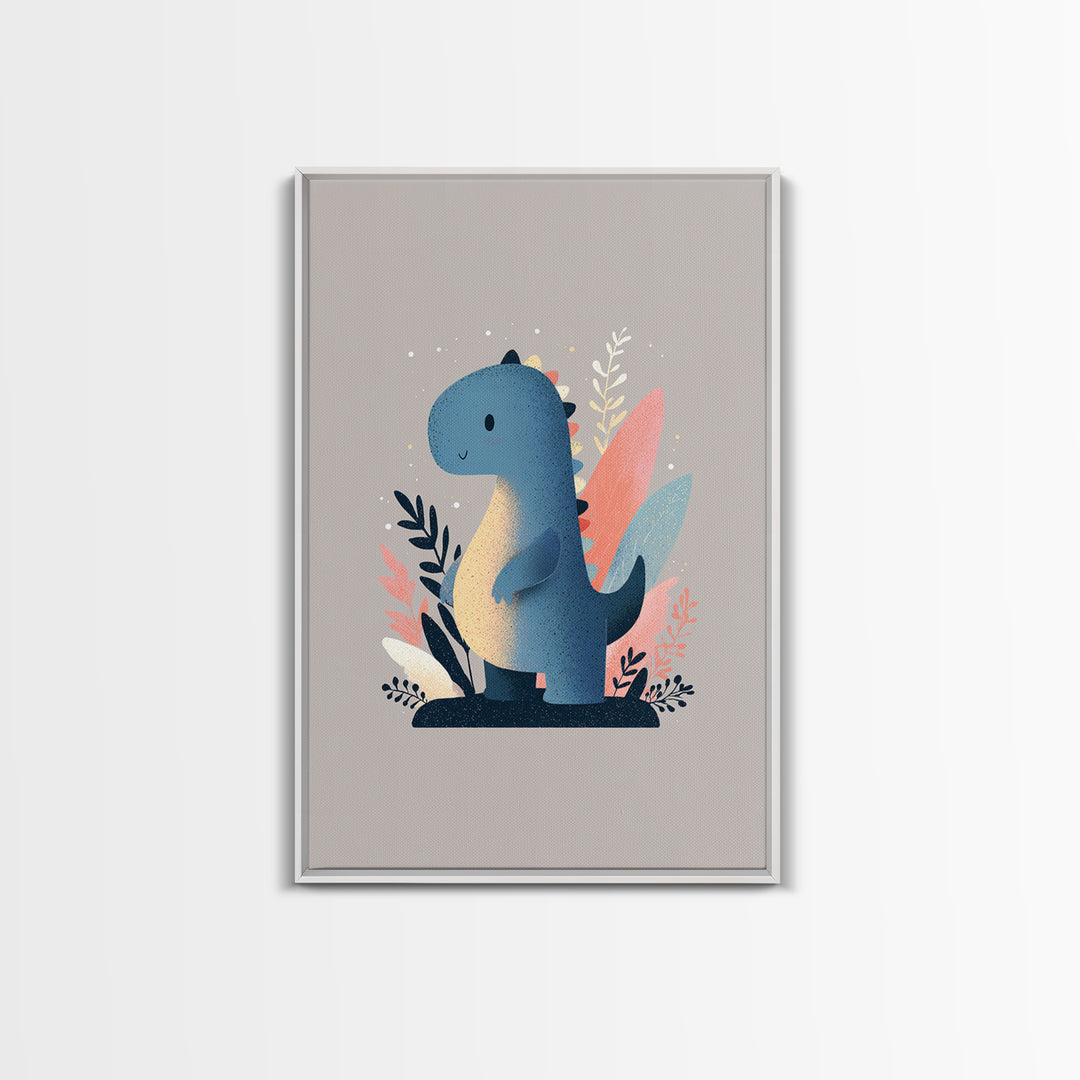 Tiny Dinosaur with Friendly Expression Canvas Print, Nursery Art, Nursery Decor, Nursery, Kids Wall Art, Woodland Nursery, NUR-2x3-71