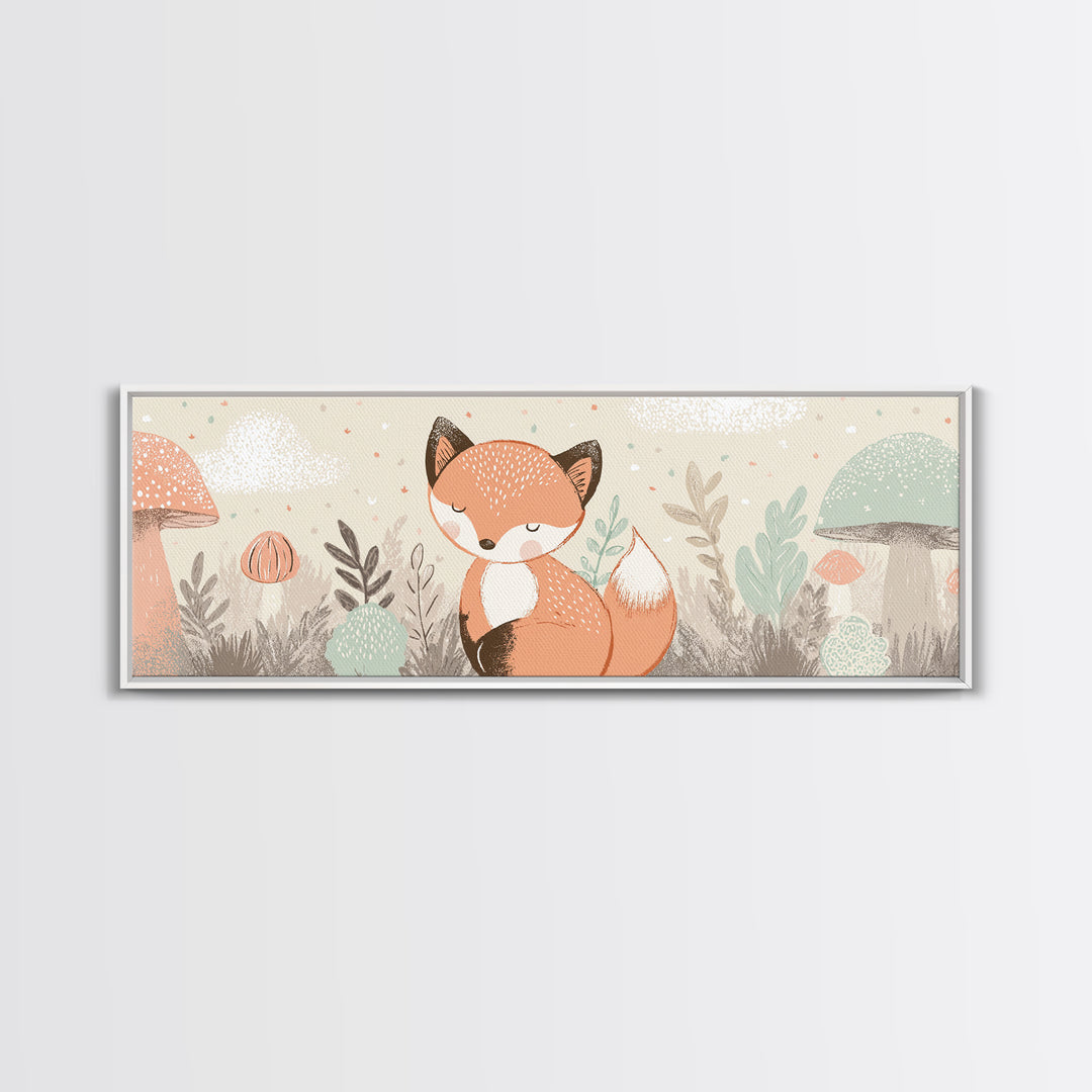 Woodland Fox Tucked Canvas Print, Nursery Art, Kids Room Wall Art, Nursery Decor, Fine Art, Nursery, Luxury Decor, Room Decor, NUR-3x1-20