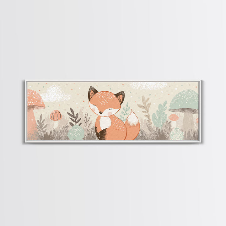 Woodland Fox Tucked Canvas Print, Nursery Art, Kids Room Wall Art, Nursery Decor, Fine Art, Nursery, Luxury Decor, Room Decor, NUR-3x1-20