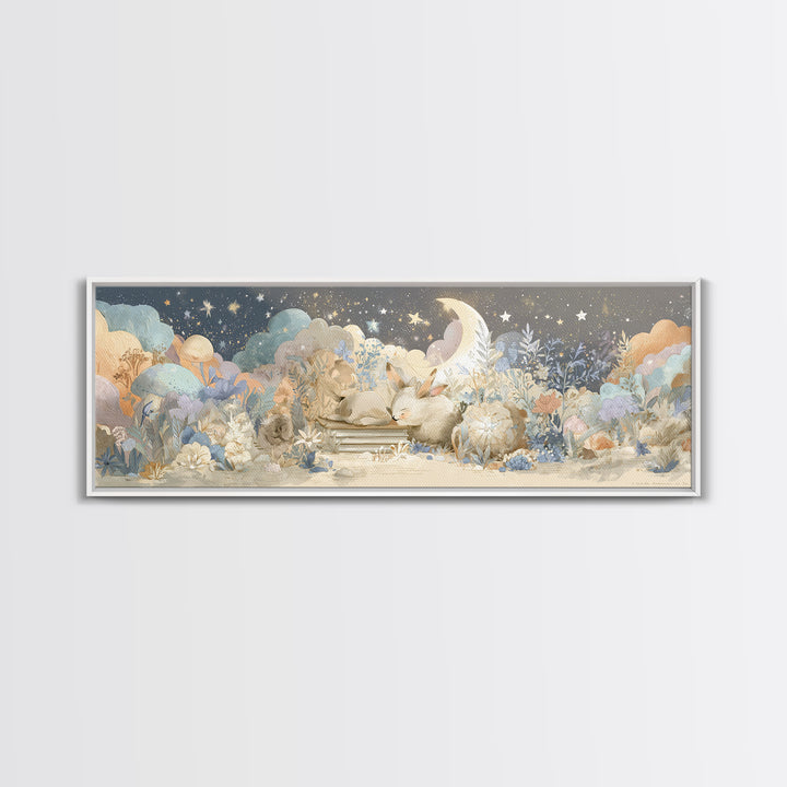 Animal Alphabet Scene Without Readable Letters Framed Canvas Print, Nursery Art, Boho Decor, Nursery Decor, Fine Art, Nursery, NUR-3x1-27